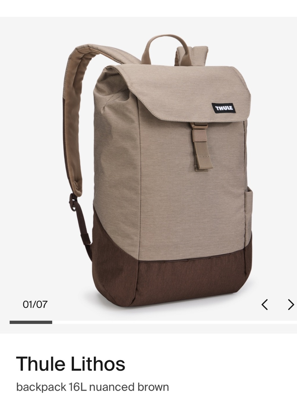 Thule Lithos Backpack in Taupe and Brown